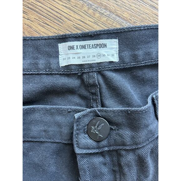 One Teaspoon Shorts 29 Bandits Black Denim - Picture 4 of 7